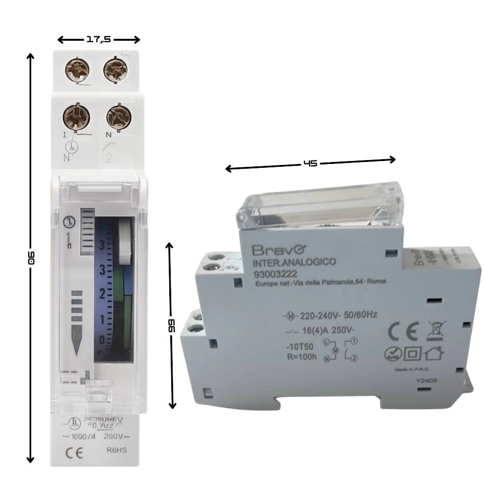 Interruttore orario analogico bravo 93003222 per guida din