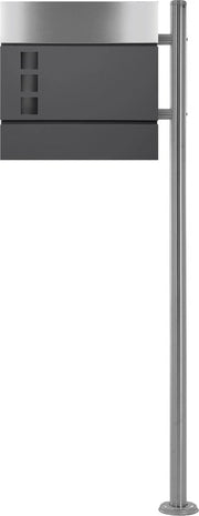 Borsa postale indipendente con cassetta giornali 37 cm in antracite, comprensivo di sostegno 120 cm alto Borsa postale in argento