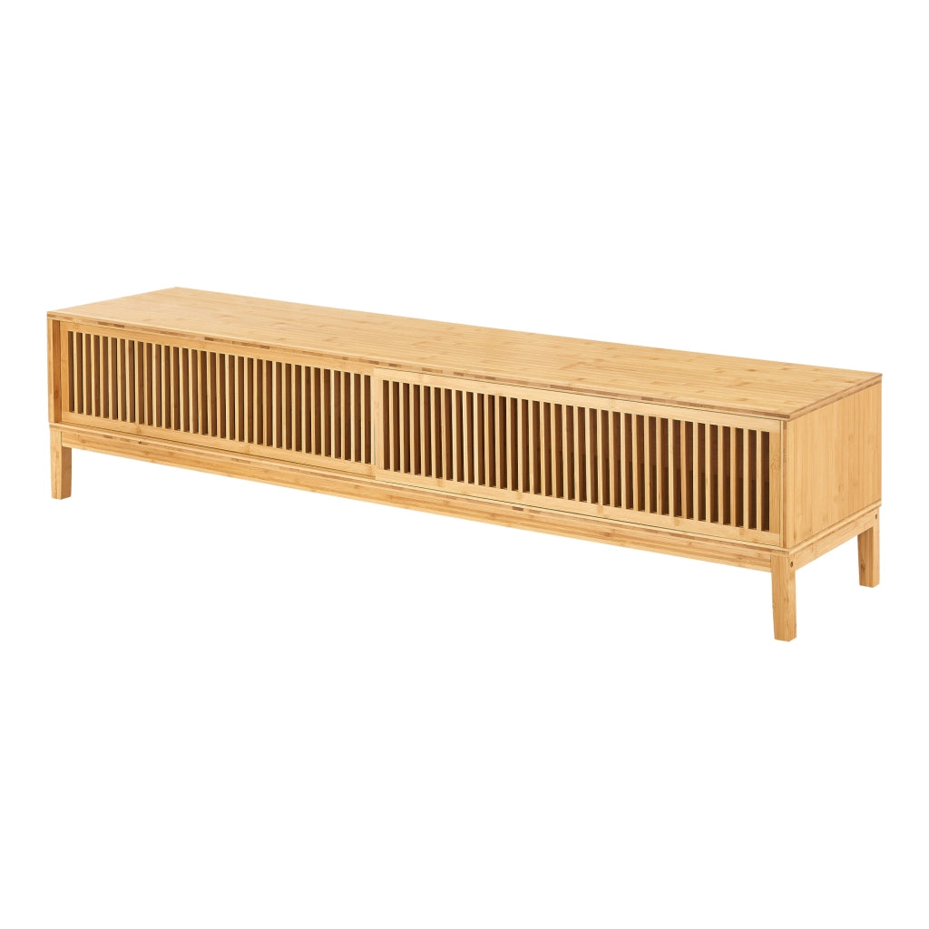Mobile Porta TV Videbæk in Bambù con 2 Ante Scorrevoli 180 x 40 x 38 cm [en.casa]