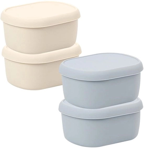 Contenitori per snack 200 ml - Silicone - Riciclabili - Impermeabili - Stivabili - Adatti per microonde e congelatore - Scatole per conservazione