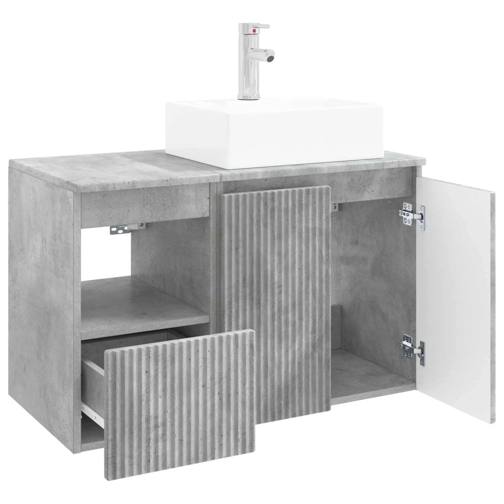 Set di mobili per il bagno 2 pz Grigio Cemento 3404057