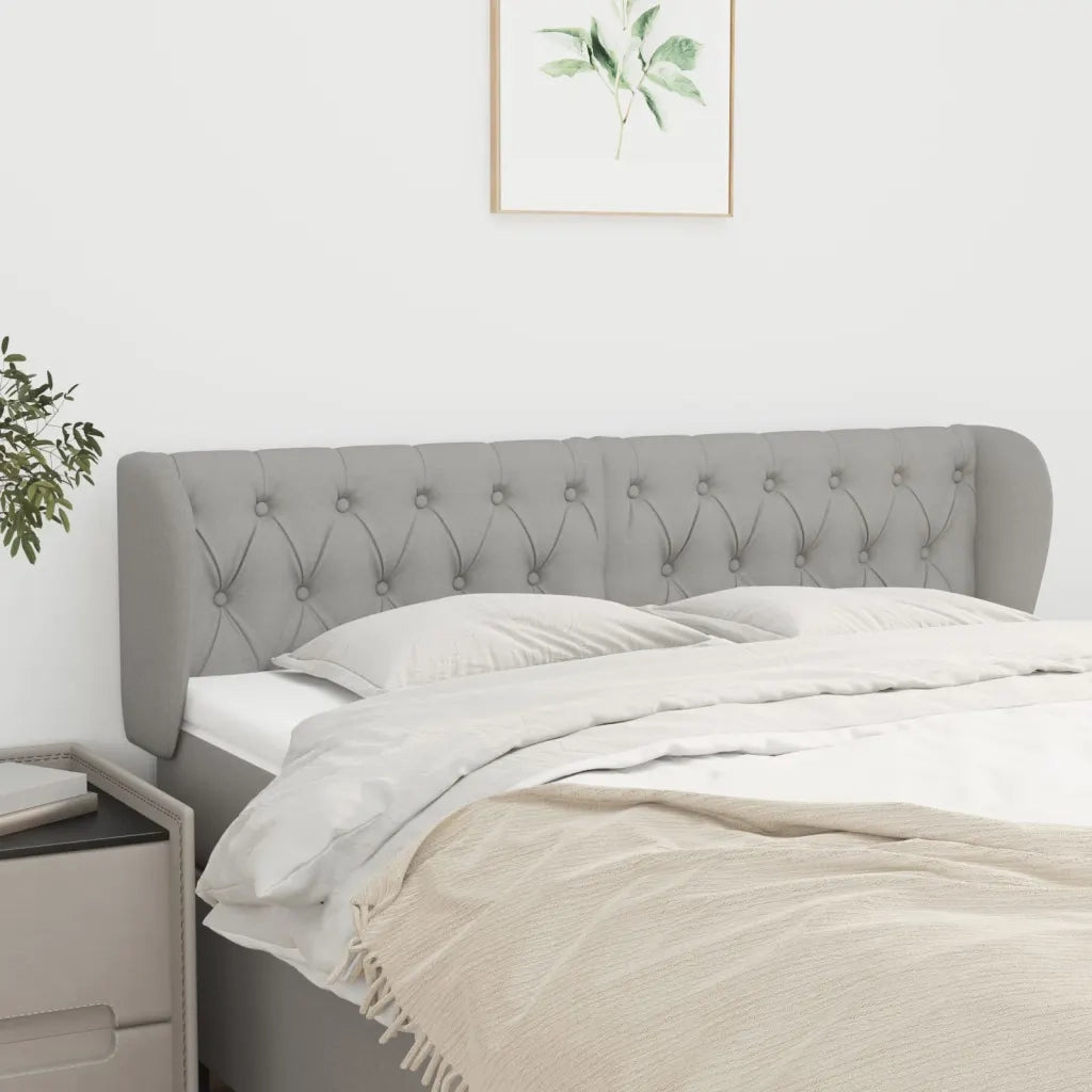 Testiera | Testata ad Orecchio Grigio Chiaro 147x23x78/88 cm in Tessuto