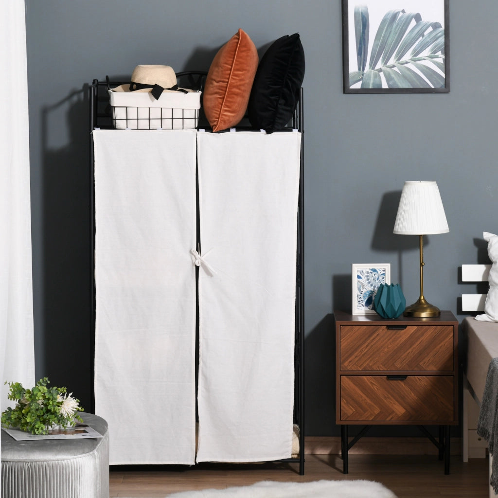 Armadio Guardaroba con Ripiani e Appendiabiti ¨C Zephmum ¨C Nero Bianco 84x42x159 cm