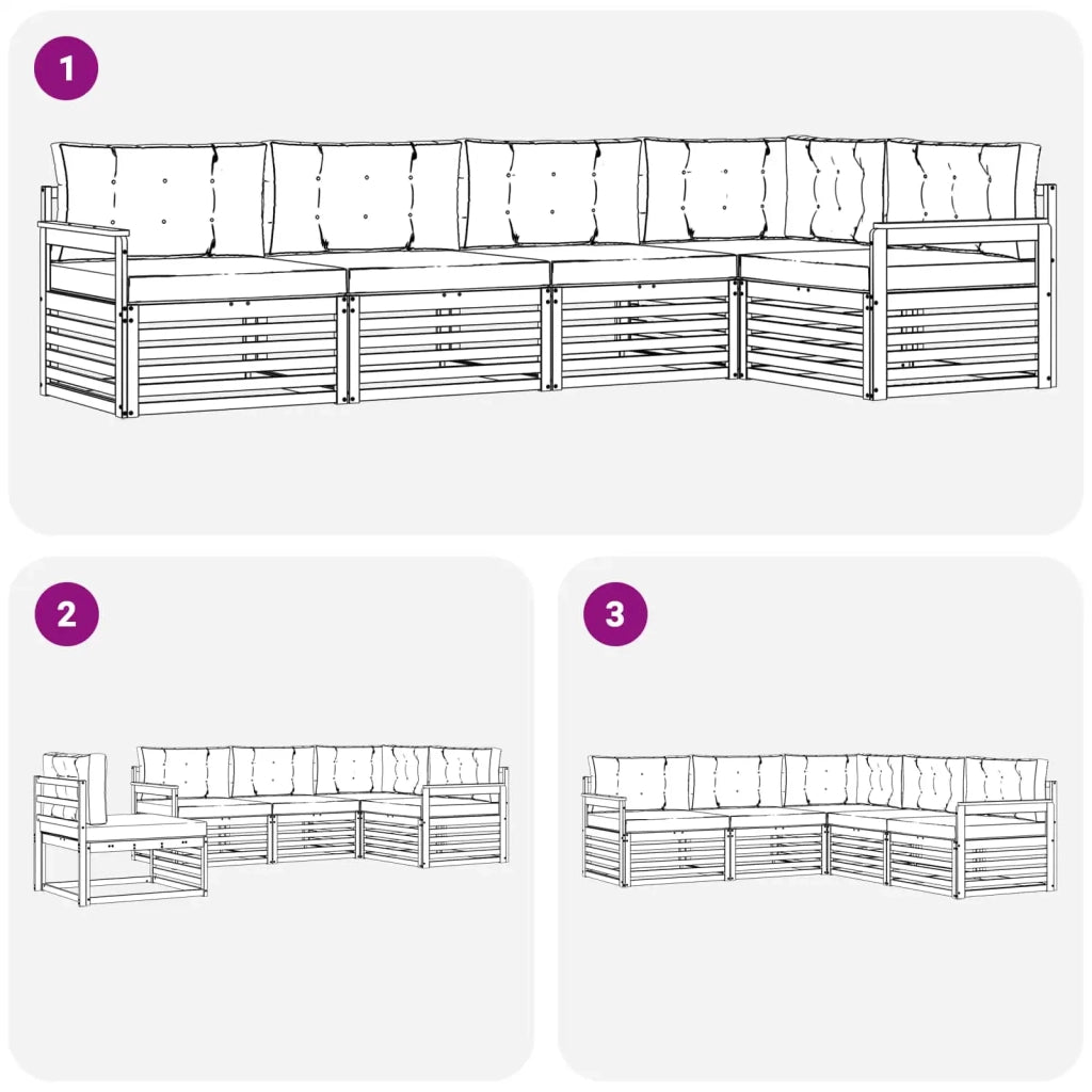 Set di divani da esterno 5 pcs Grigio Naturale e Chiaro 3373446