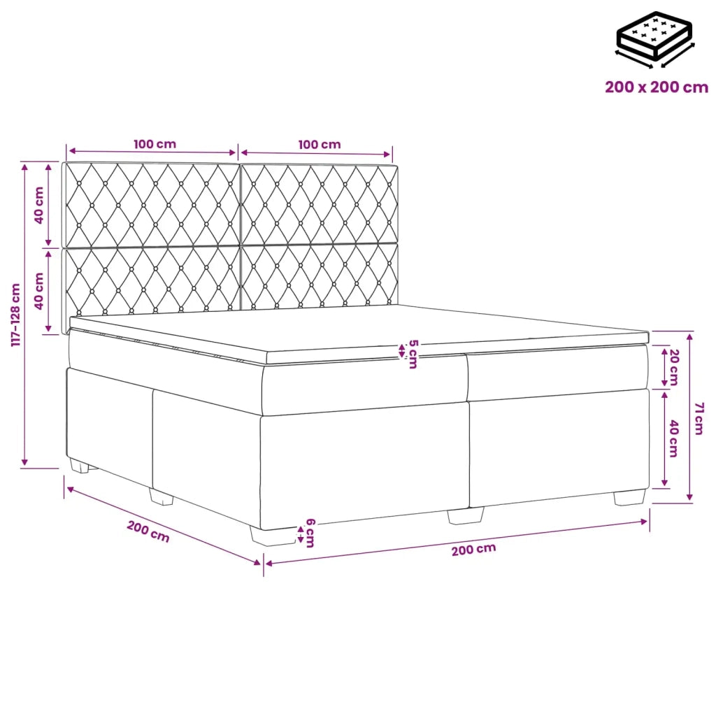 Letto box spring con materasso Rosa 200 x 200 cm Velluto 3453709
