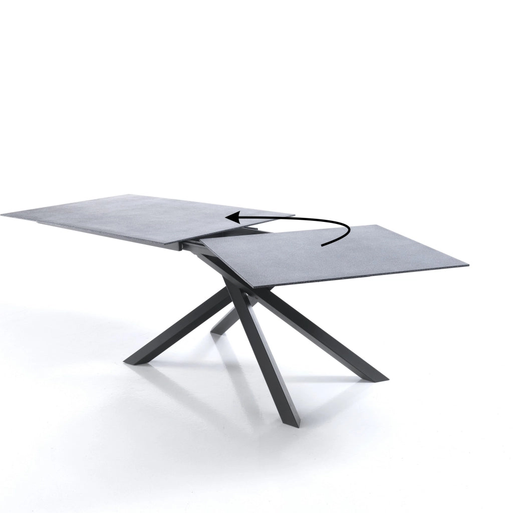 Tavolo allungabile in vetro antracite cm. H.76 x P.90 x L.140/230