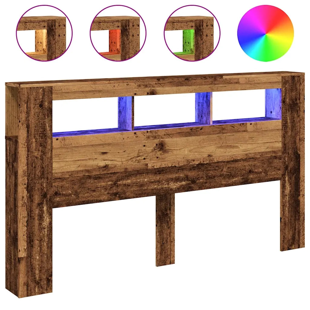 Testiera LED Legno Antico 180x18,5x103,5 cm Legno Multistrato 857690