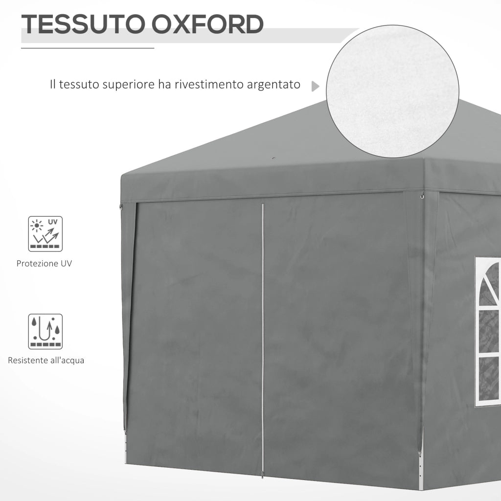 Gazebo da Giardino Pieghevole 3x3 m ¨C Zephmum ¨C Grigio Chiaro in Acciaio e Tessuto Oxford
