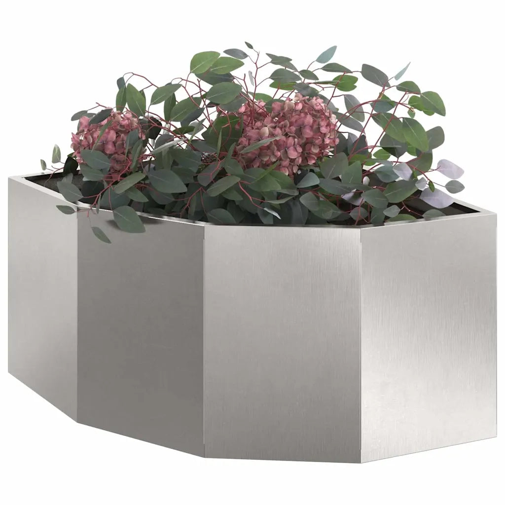 Vaso d'angolo-Fioriera-Contenitore per Piante Argento 60 x 60 x 35 cm Acciaio inossidabile