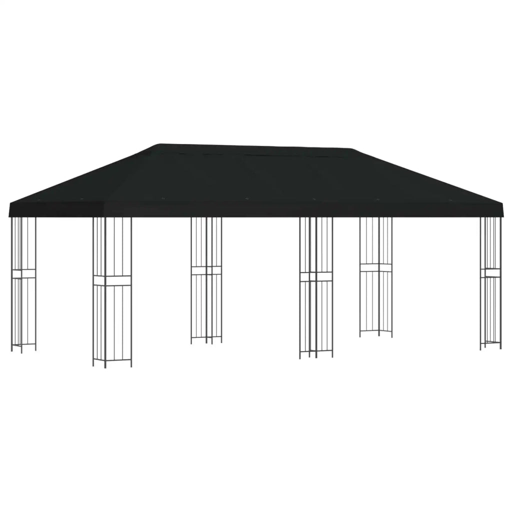 Gazebo con pareti laterali 6 x 3 m Nero Poliestere e Acciaio 3375991