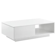Tavolino da salotto con cassetto e vano contenitore 95 x 55 cm spessore 15 mm bianco lucido 03_0006143
