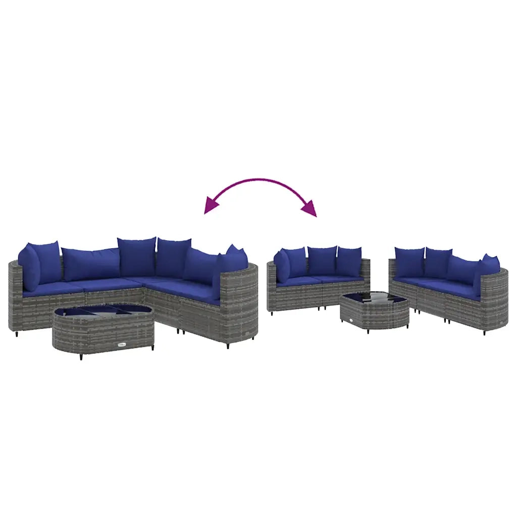 vidaXL Set Divano da Giardino 6 pz con Cuscini Grigio in Polyrattan