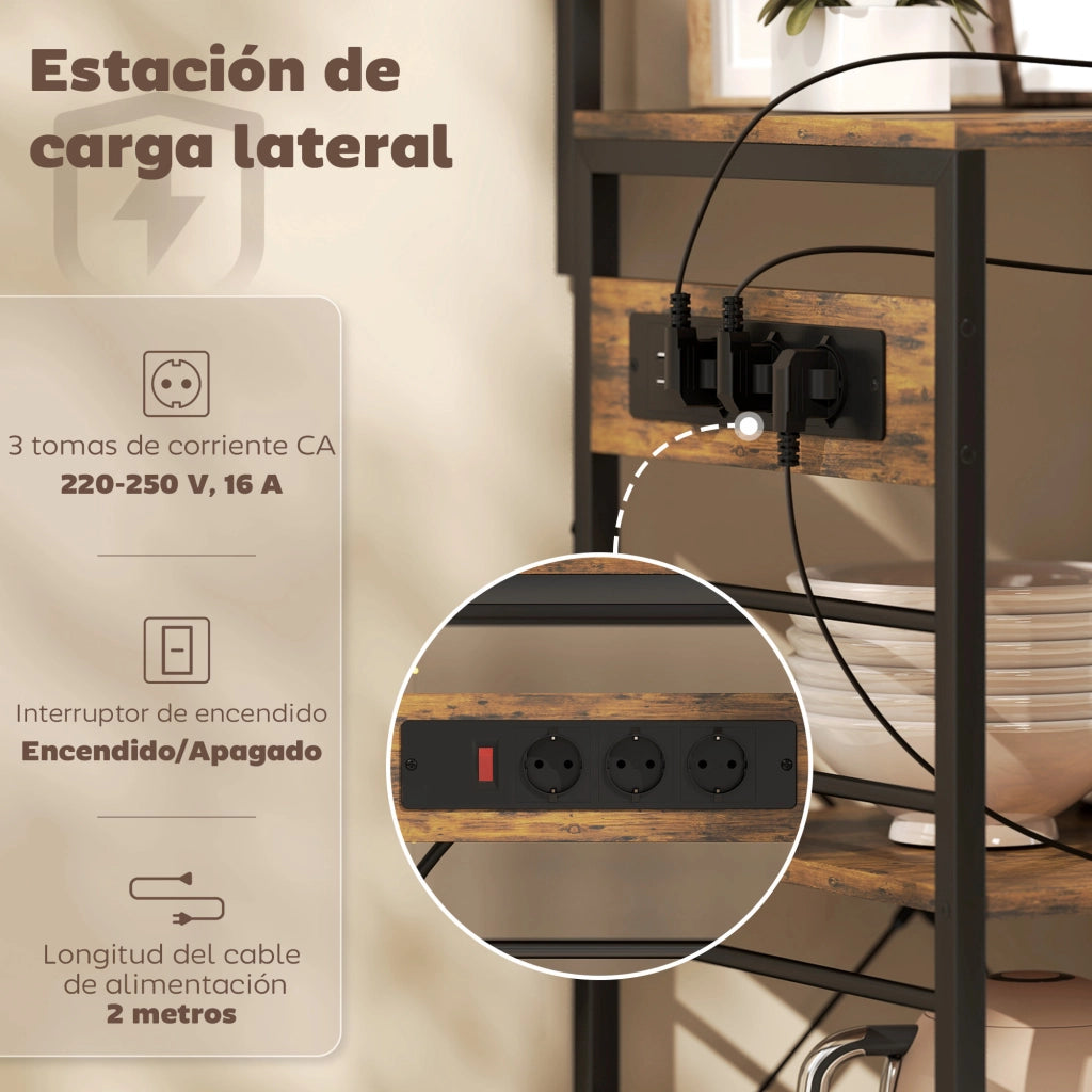 Mobile Cucina con Ripiani e Luci LED ¨C zephmum ¨C Marrone 80x42x162 cm