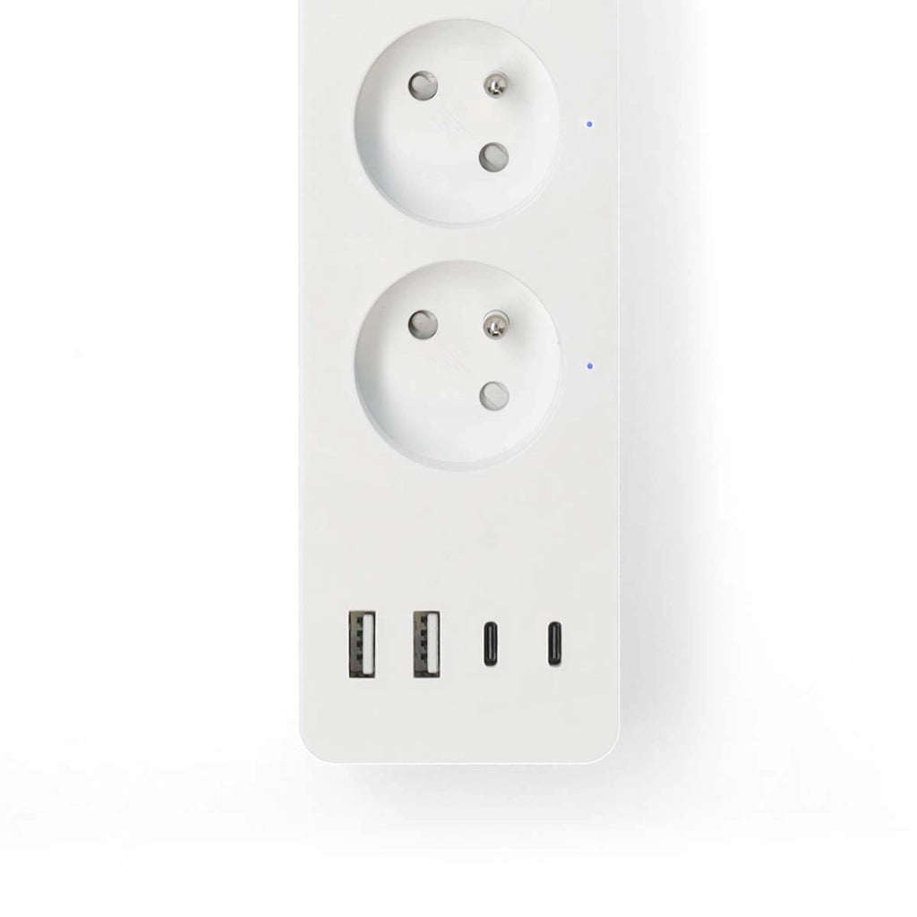 Striscia di alimentazione Wi-Fi Connected 4 uscite 3680W 2m con 4 porte USB Bianco Nedis