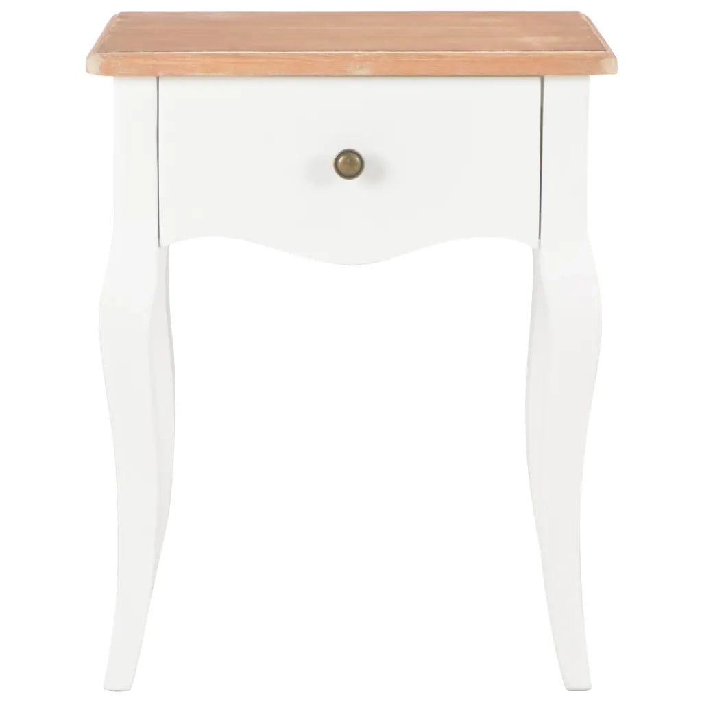 Comodino Bianco e Marrone 40x30x50 cm in Legno Massello di Pino 280006