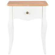 Comodino Bianco e Marrone 40x30x50 cm in Legno Massello di Pino 280006