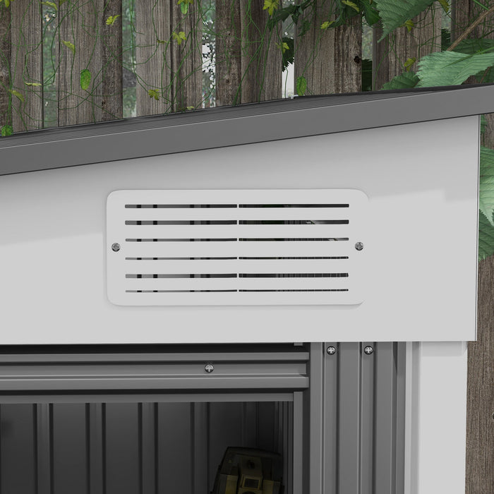 Casetta Box per Attrezzi da Giardino 154L x 206,5P x 160/181A cm con Base in Acciaio zincato Bianco