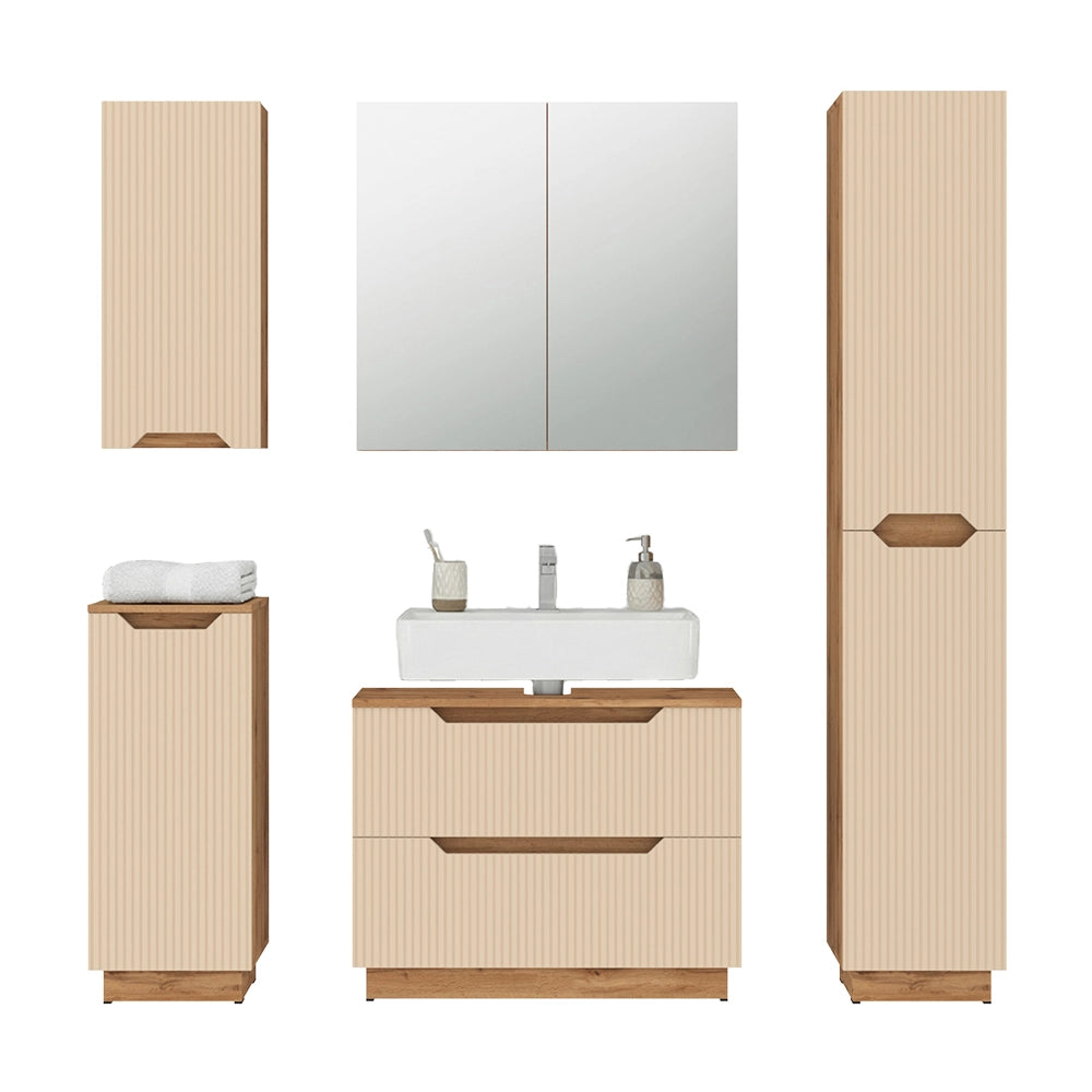 Vicco Set di mobili da bagno Rovere/cashmere a righe 5 parti