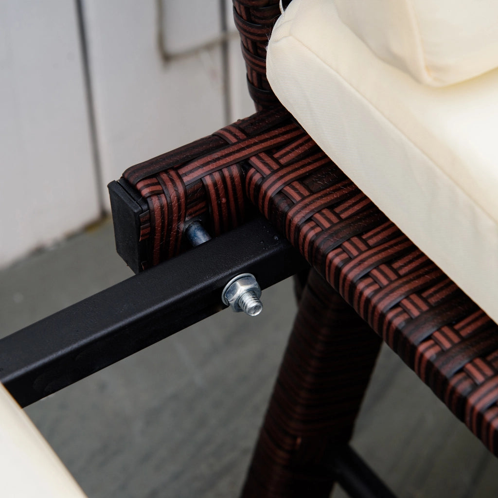 Divano Da Giardino 2 Posti Pieghevole 129 X 63 X 67 Cm Polyrattan Marrone Per Terrazza E Balcone