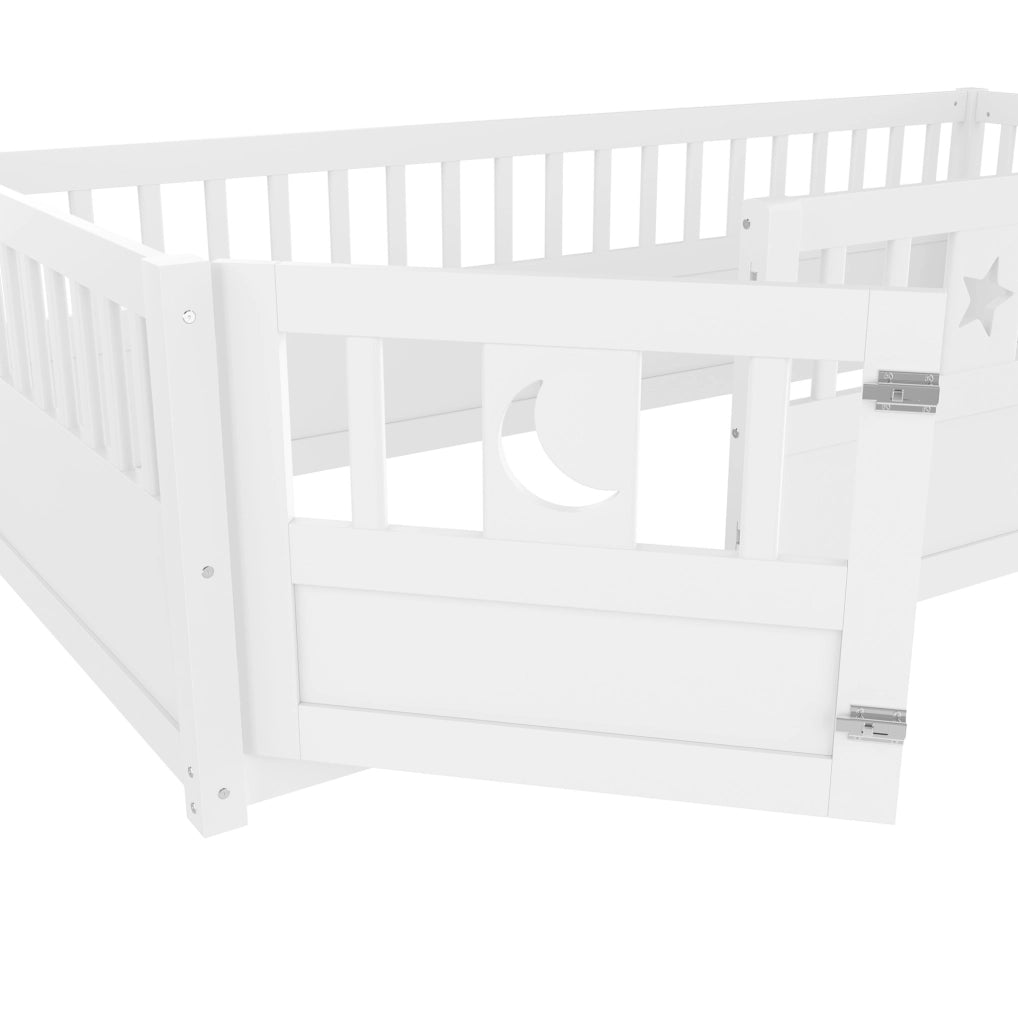 Letto per bambini 90x190 cm con sponde di sicurezza e decoro stelle e luna