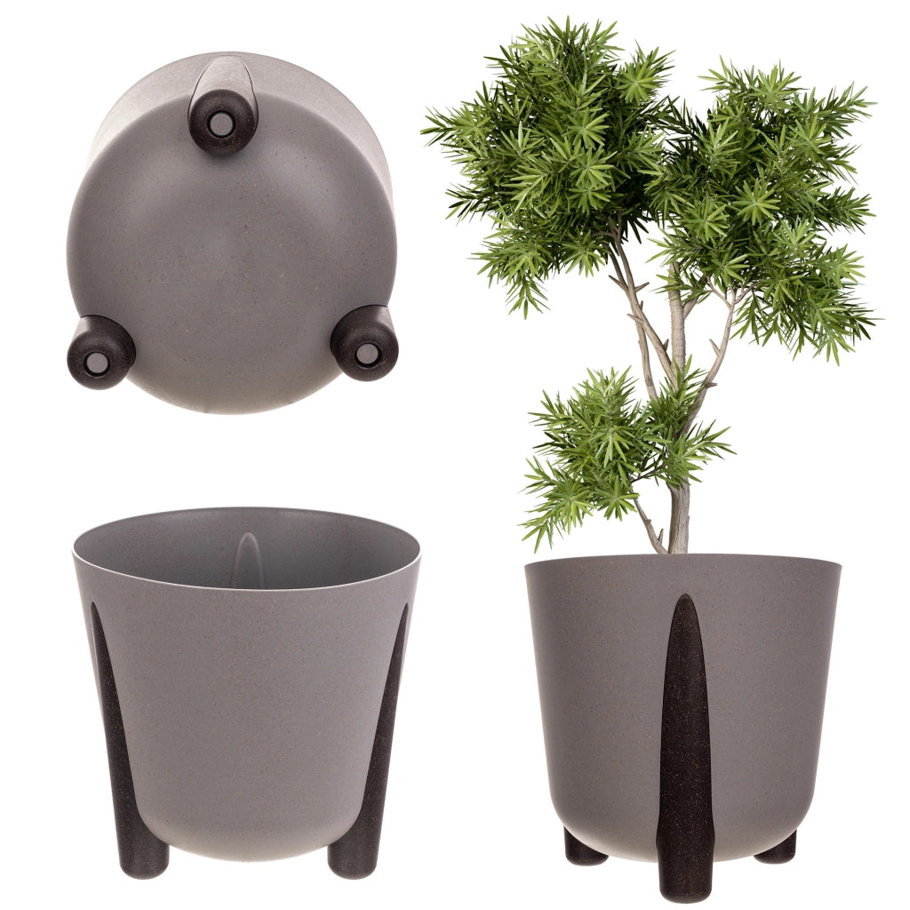 Vaso da fiori KADAX, coprivaso, con piedini, con inserto, moderno, grigio, 18 cm