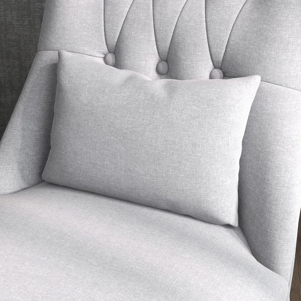 Poltrona relax imbottita in lino grigio, stile vintage, 52,5x69x77 cm