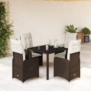 vidaXL Set Bistrò da Giardino 5 pz con Cuscini in Polyrattan Marrone