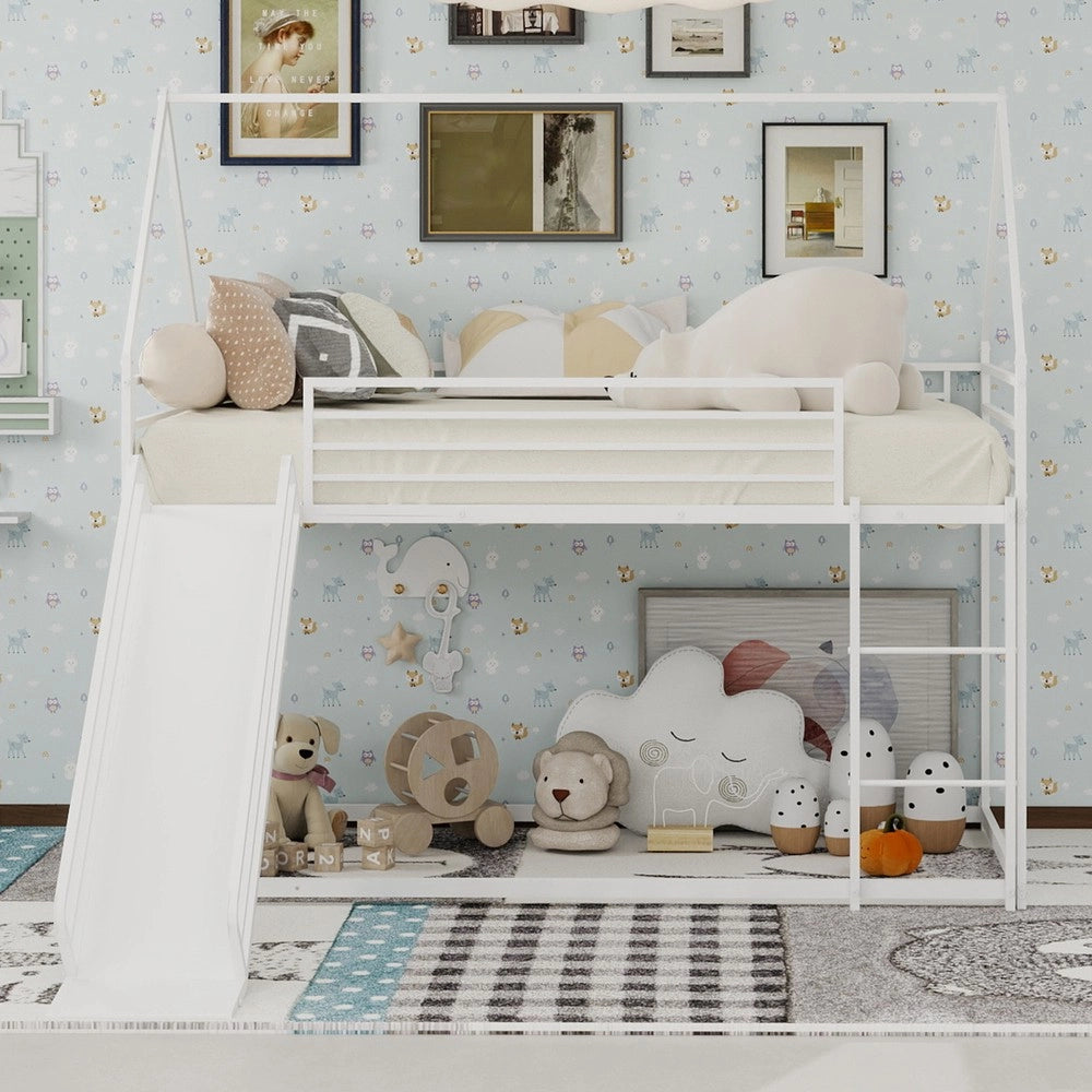 Letto a Castello con Scivolo per Bambini ¨C MINIMAL ¨C Struttura in Legno con Scala