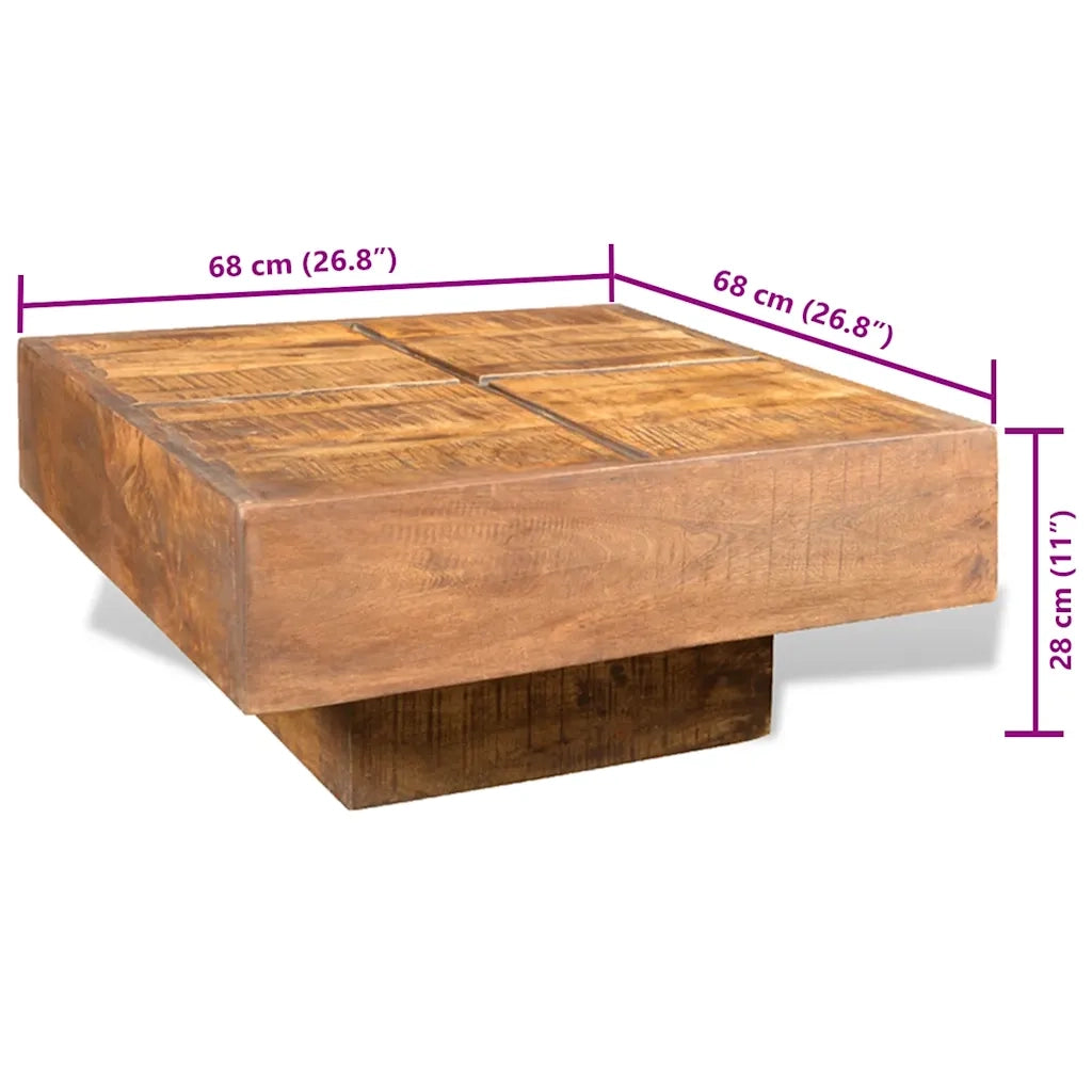 Tavolino da CaffÃ¨ Marrone Quadrato in Legno Massello di Mango  cod mxl 20543