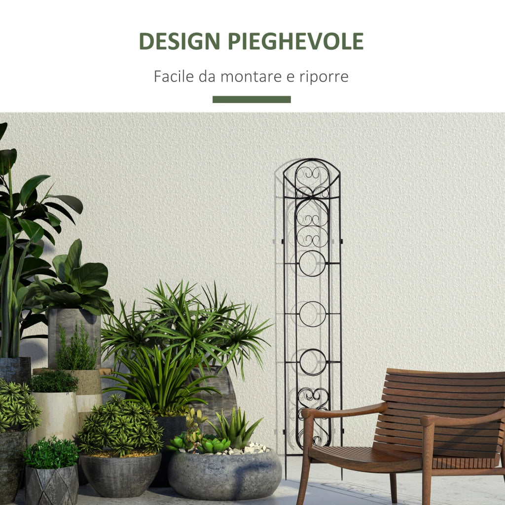 Portapiante Verticale Pieghevole con 5 Vasi ¨C zephmum ¨C Nero, Metallo, 82x12.5x150cm