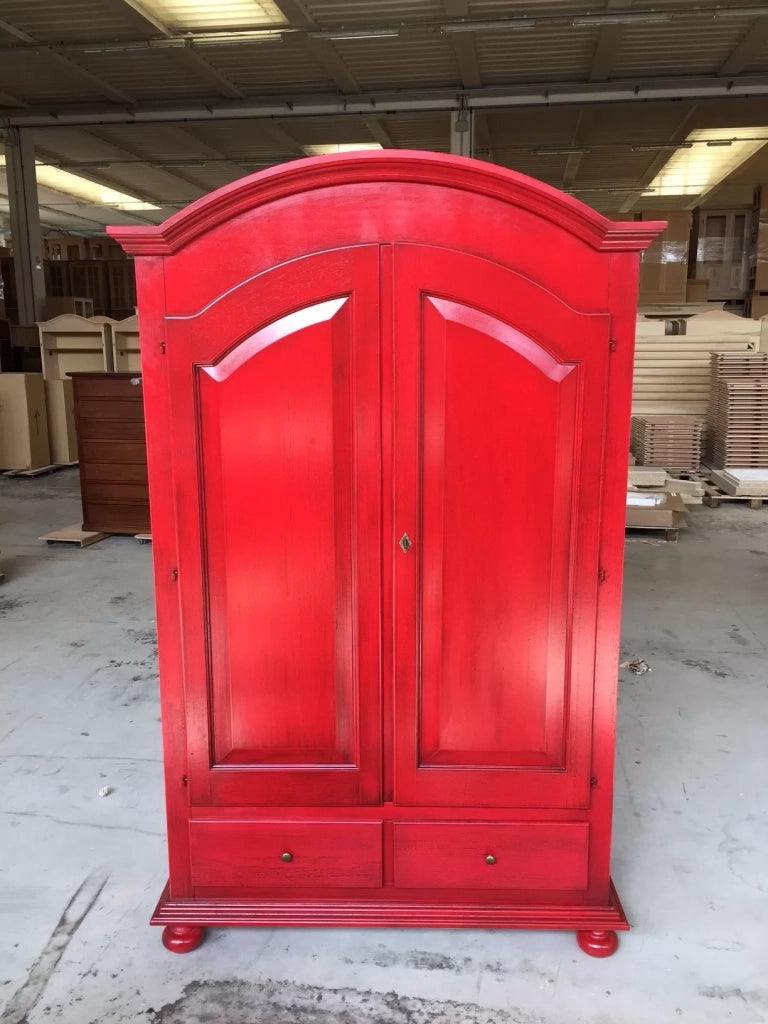 Armadio 2 porte legno shabby rosso anticato 125x61x200 - Mobili 2G