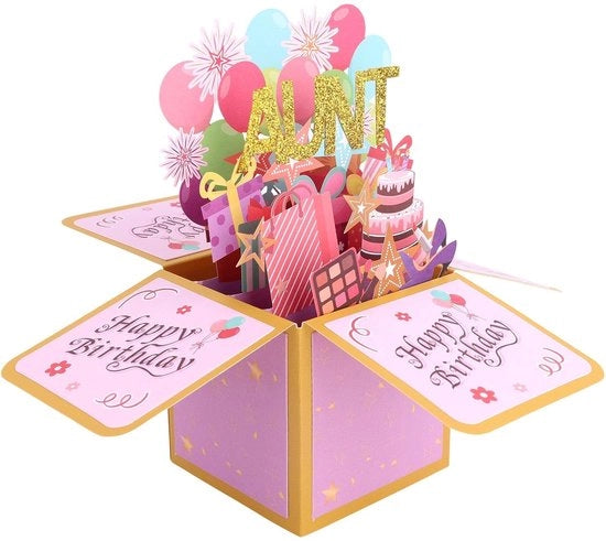 Carta di compleanno 3D pieghevole - Opzionale con involucro - Molti colori - Ballooni divertenti - Ideale regalo per la nonna - Carta augurale