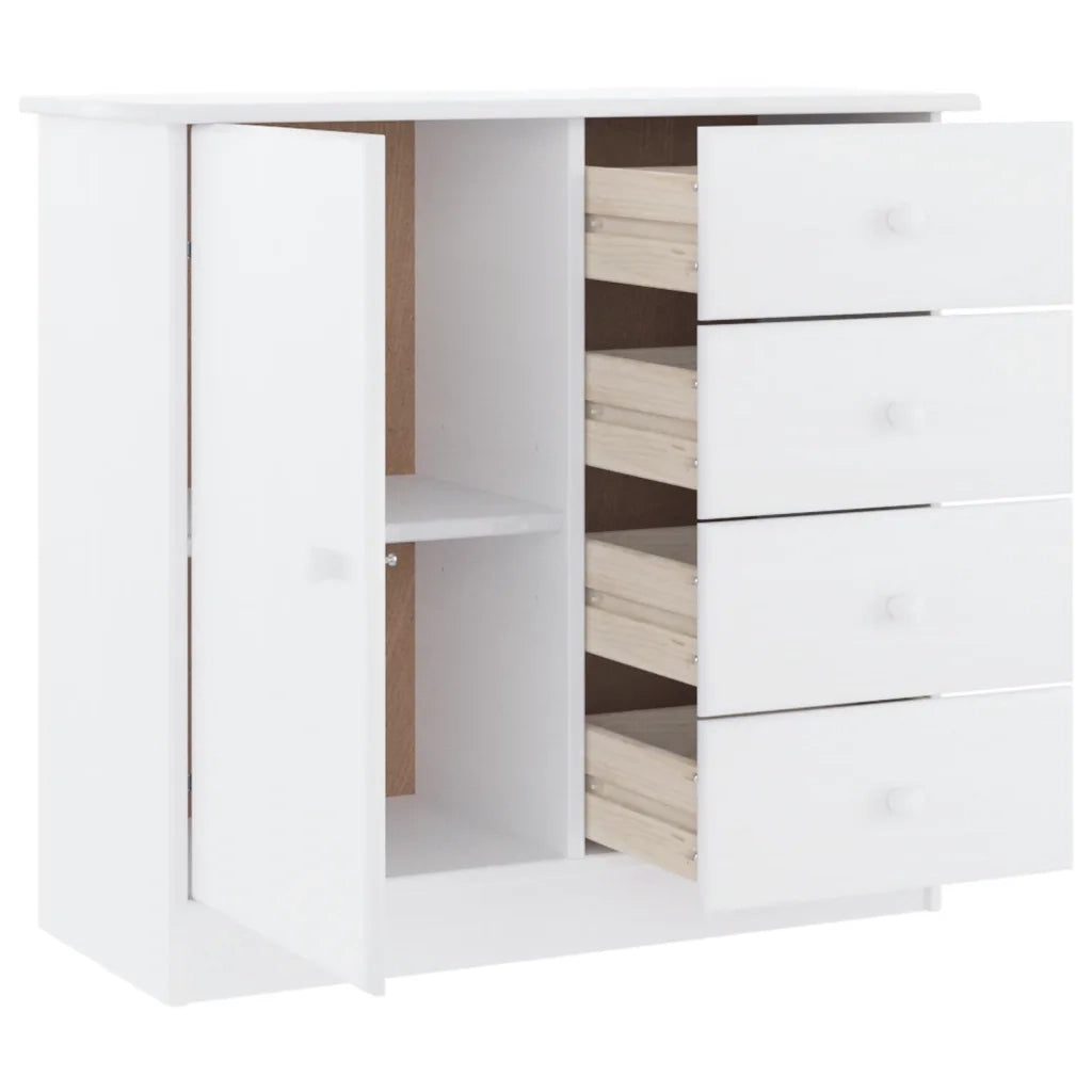 Credenza ALTA Bianca 77x35x73 cm in Legno Massello di Pino 353944
