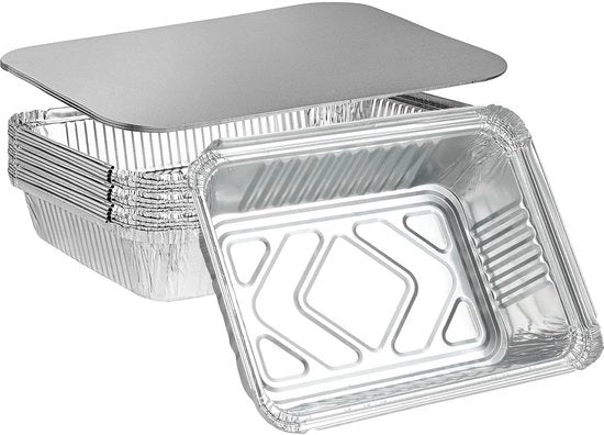 Set di contenitori in alluminio - 20 pz - Resistente al forno e al congelatore - Ermetico - 22 × 15,5 × 5 cm - Resistenti e duraturi - Contenitori in plastica per imballaggio