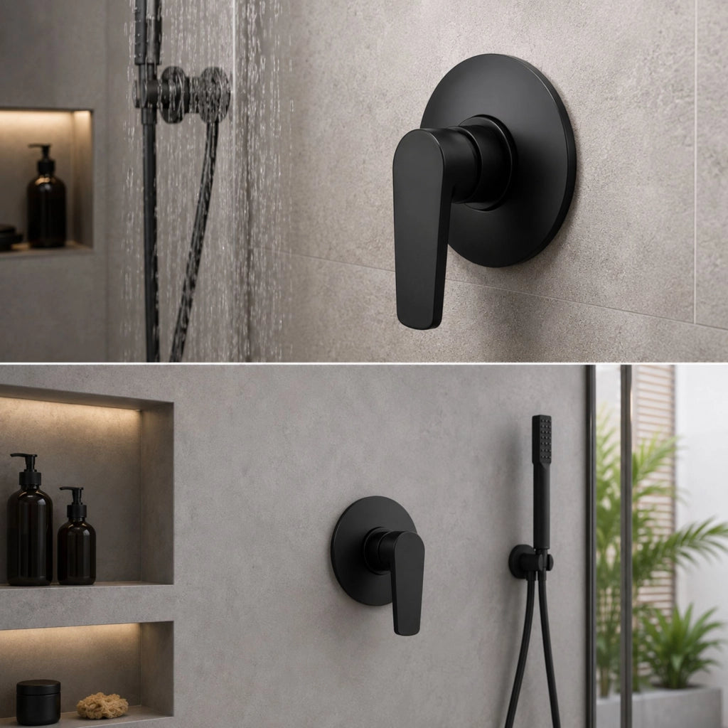 Miscelatore doccia da parete africa ad incasso ottone colore nero opaco bagno *** confezione 1