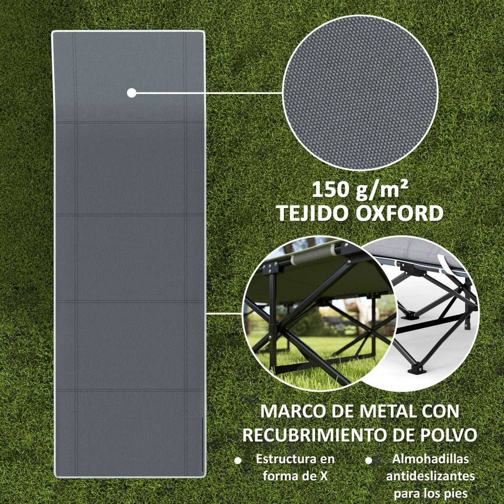 Letto Pieghevole da Campeggio con Materasso ¨C zephmum ¨C Grigio Scuro 186x68x37 cm