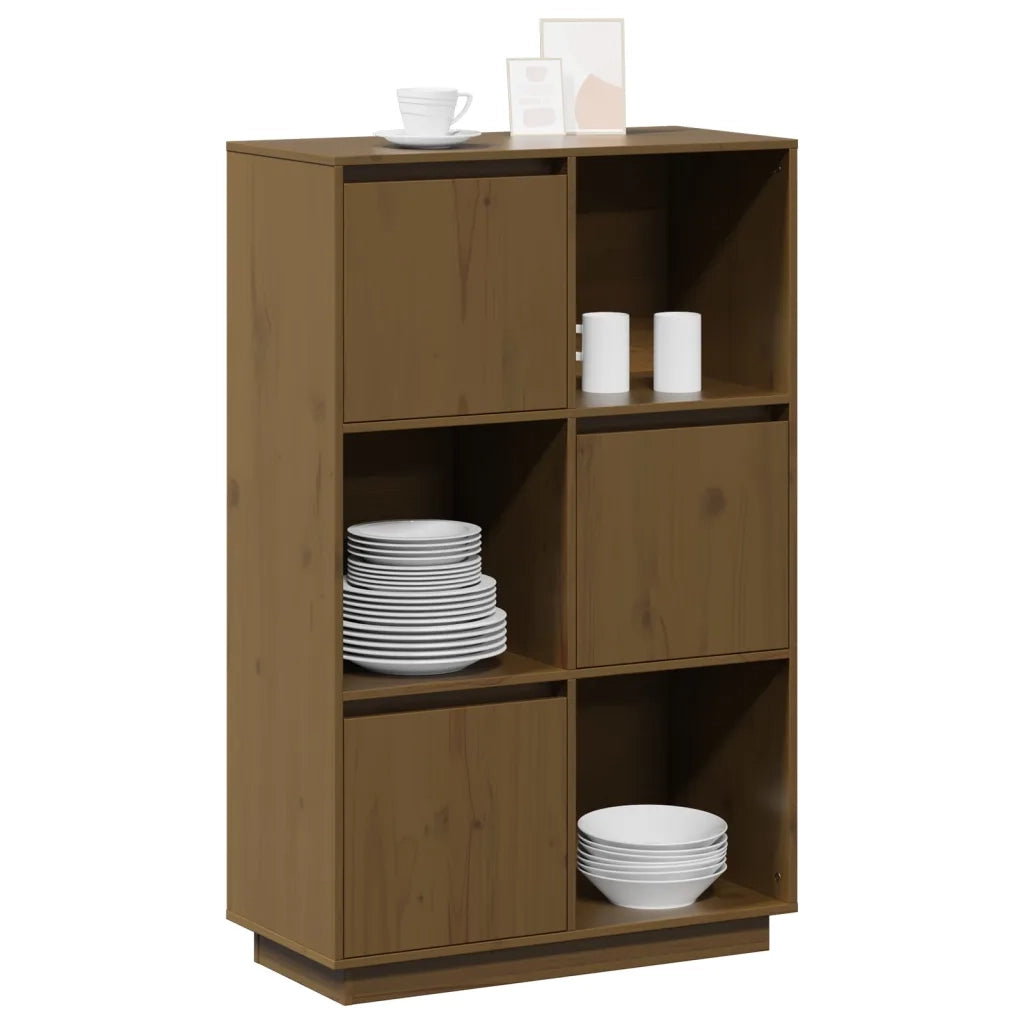 Credenza Marrone Ambrato 74x35x117 cm in Legno Massello di Pino 814367