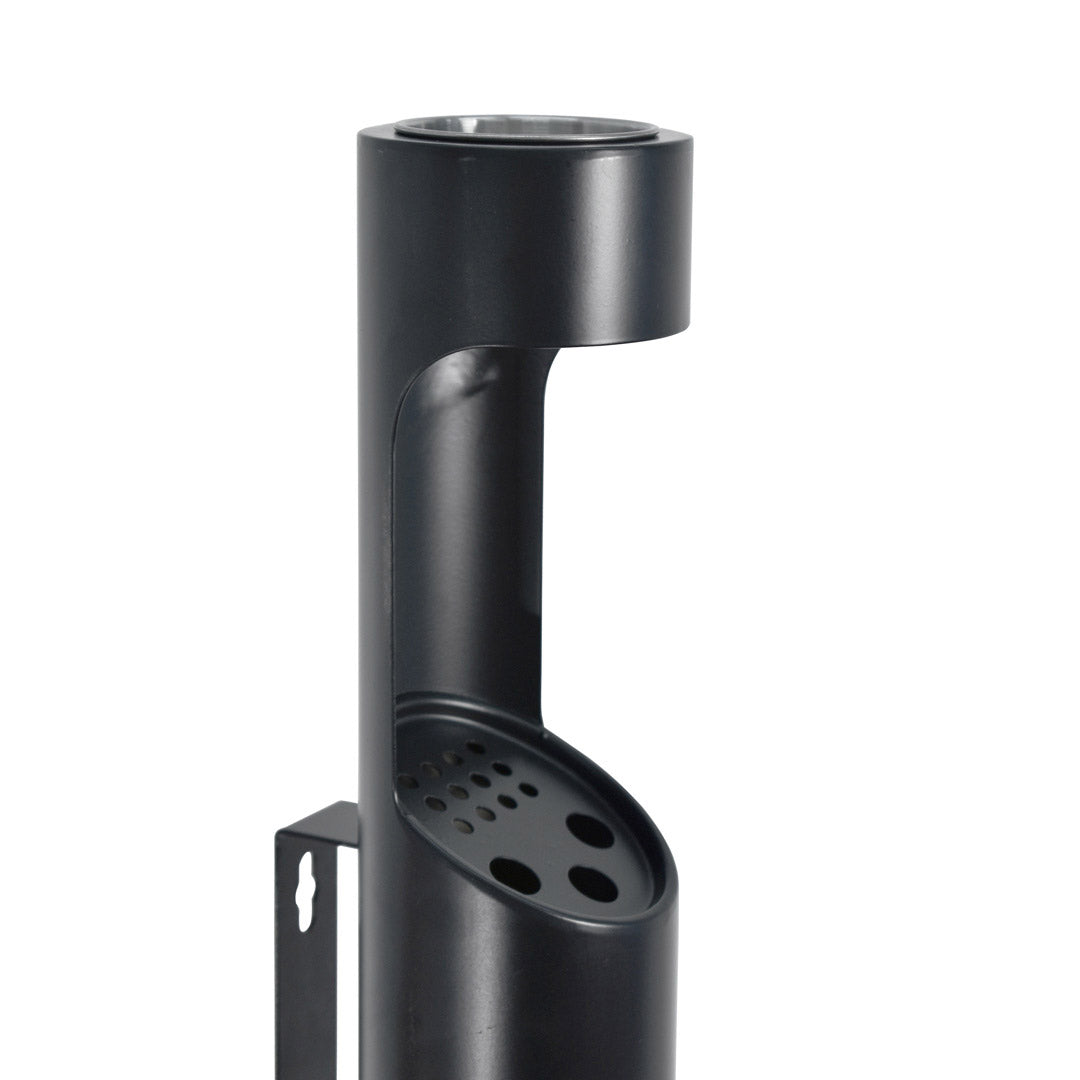 Posacenere da Parete Ø9 cm in Metallo Nero Opaco 3L per Esterno