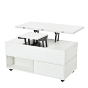 Tavolino da caffè alzabile con 4 cassetti; 2 vani aperti e ruote con freno; per soggiorno e studio; 100 × 50 × 52 cm