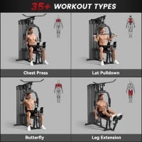 Stazione Fitness Multifunzione con 45 kg di Pesi per Home Gym, 160x108x200 cm, Nero
