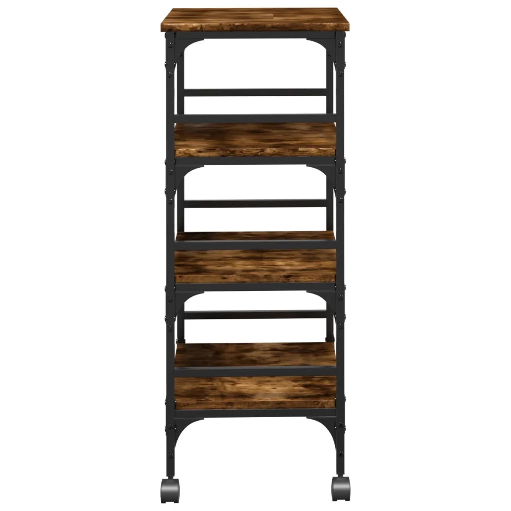 Carrello da Cucina-Scaffale per Cucina Rovere Fumo 45x35x89,5 cm Legno Multistrato