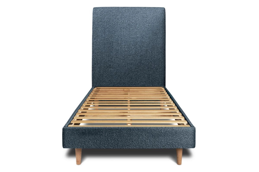 Letto 90x200 cm con testata imbottita - tessuto bouclé