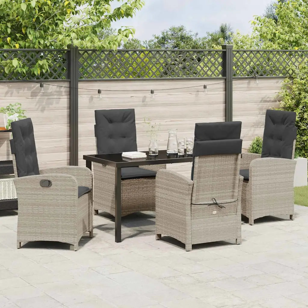 Set da Pranzo per Giardino 5 pcs Grigio chiaro polyrattan 3380297
