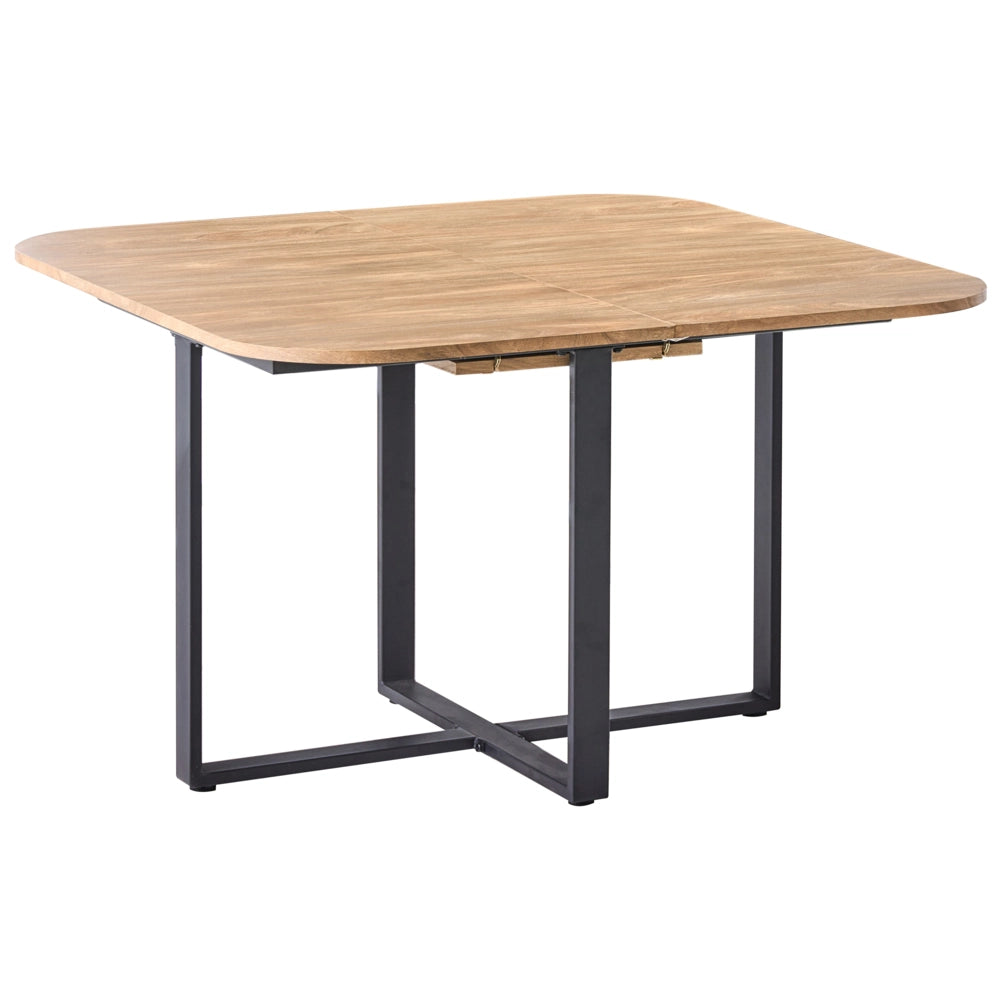 Tavolo da pranzo marrone nero MDF ferro 120/160 x 120 cm moderno quadrato allungabile gambe incrociate a X meccanismo a farfalla