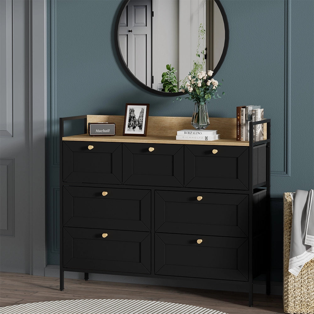 Vicco Tavolino Nero 98 x 85 cm con 7 cassetti