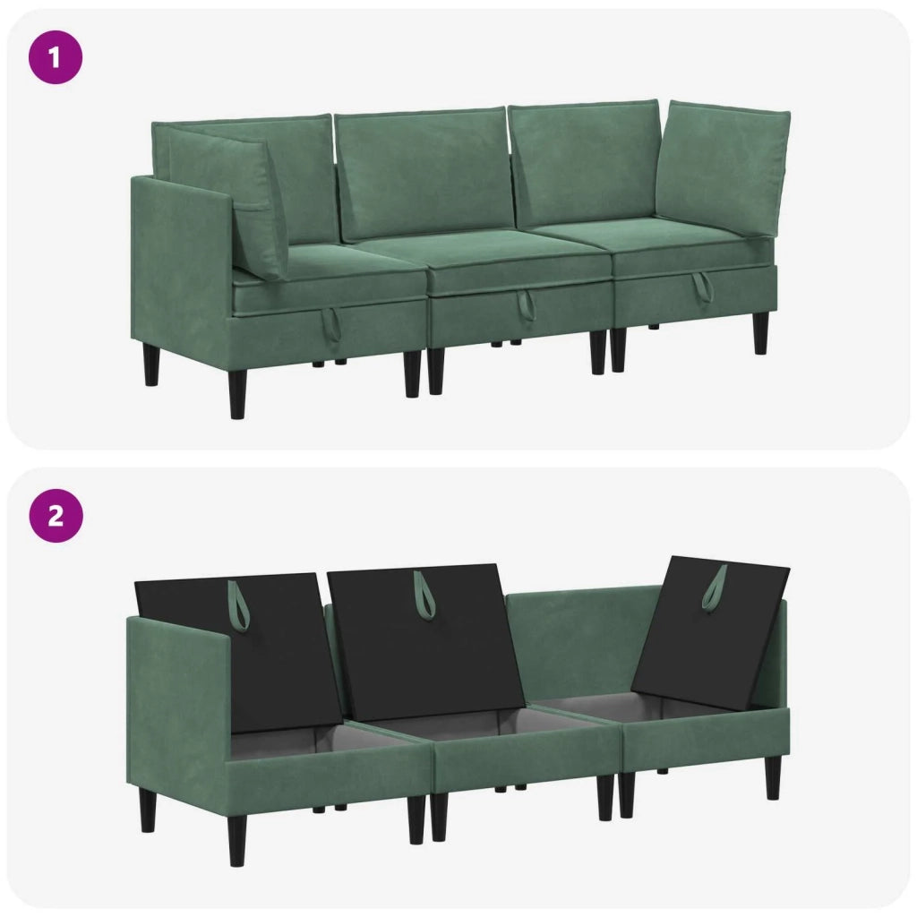 Set di mobili per il soggiorno 3 pcs Verde Mare Velluto 3413773