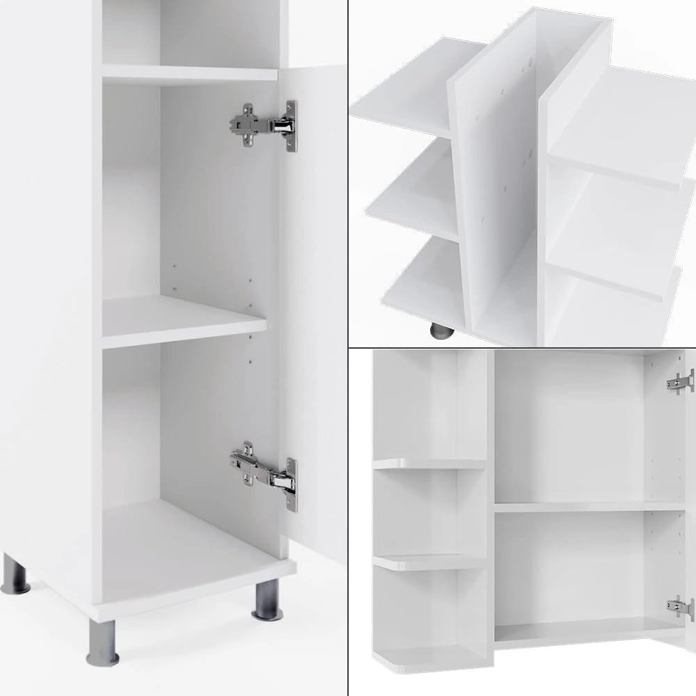 Set mobili bagno Fynn, Bianco, 79.6 cm, composto da mobile sottolavabo, specchiera e mobile medio