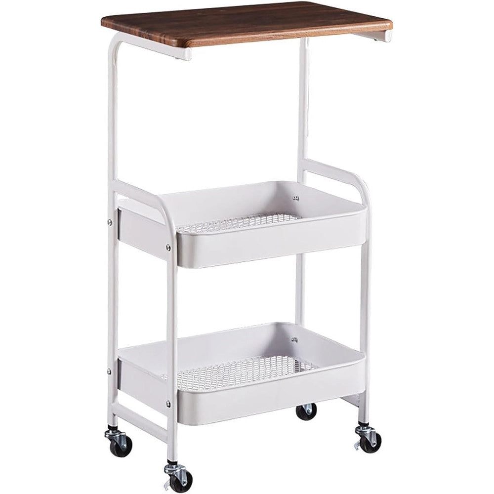 Trade Shop - Carrello Portaoggetti A 3 Livelli Scaffale Mobile Organizzatore Scorrevole Piano In Legno -