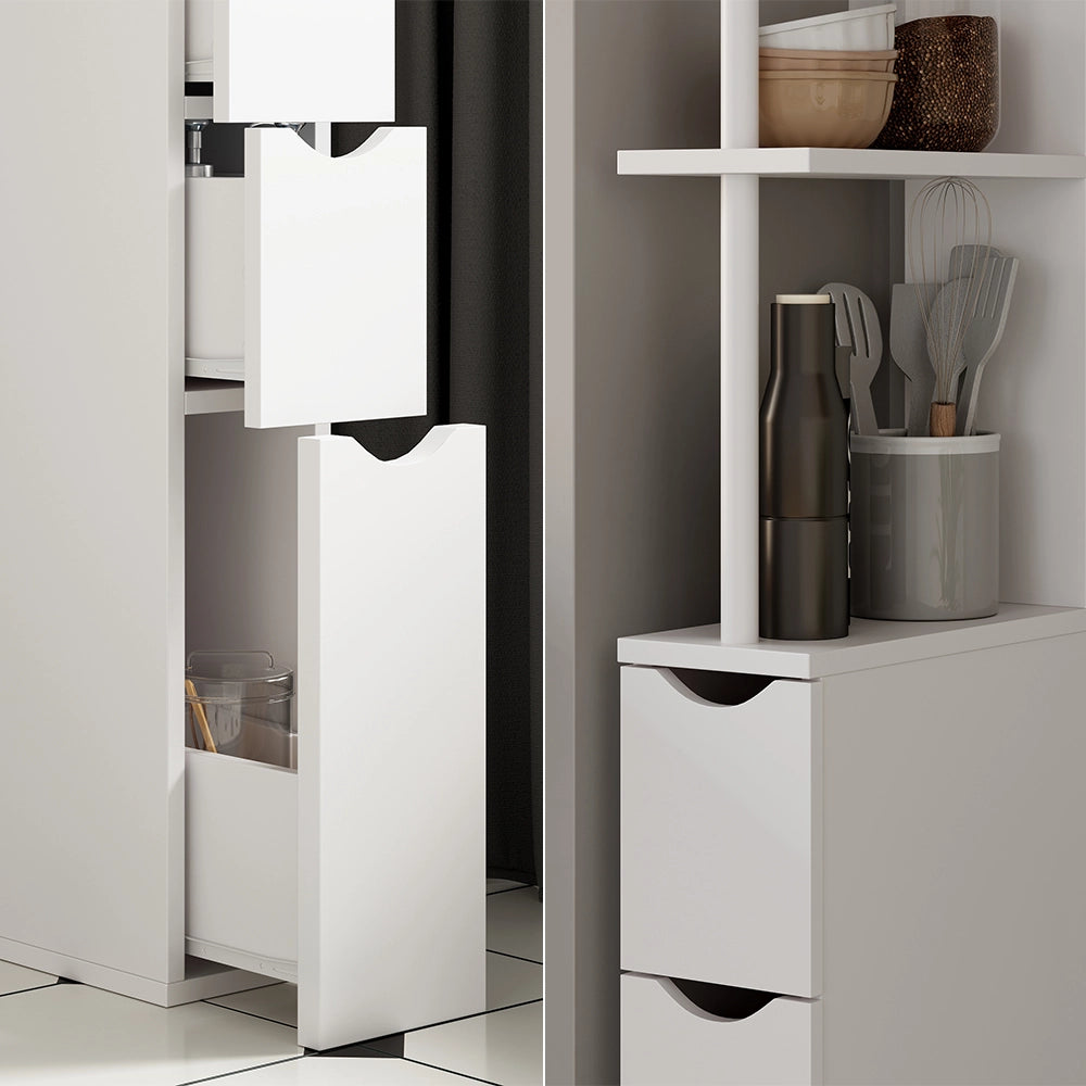 Vicco Mobile da bagno Bianco 15 x 137 cm con 3 cassetti