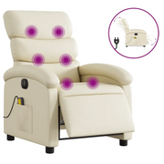 Poltrona Massaggiante | Sedia Relax Elettrica Reclinabile Crema Similpelle